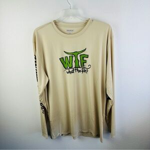 What The Fin Tan Long Sleeve‎ Fishing Tee Men’s Size 3X